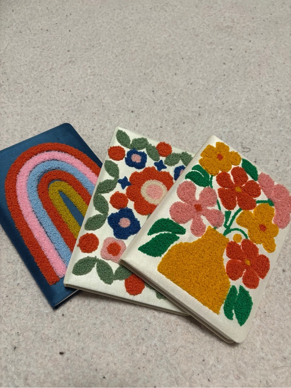 Floral & Rainbow Embroidered Notebooks - Multicolor